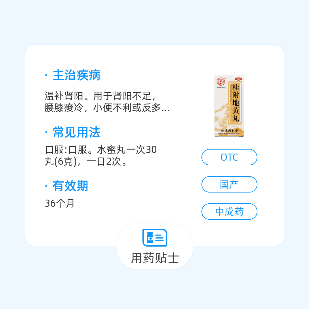 桂附地黃丸(同仁堂)(水蜜丸)